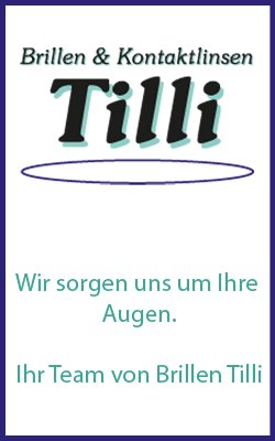 Info Banner mit Firmenlogo von Brillen Tilli